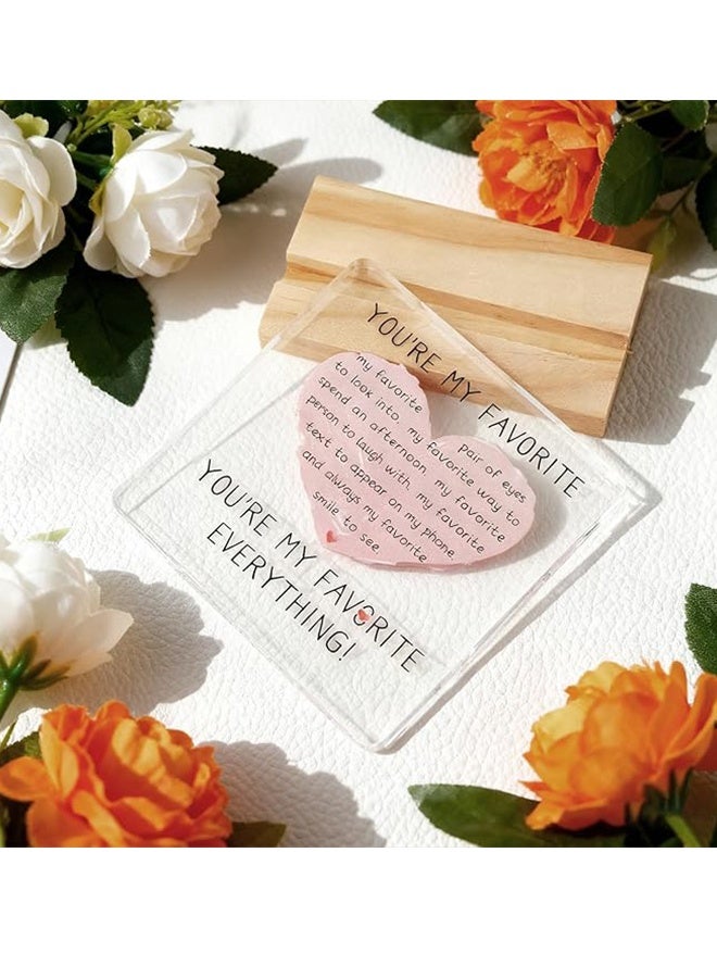 Happy D Appreciation Gift for Her Him Anniversary Valentine's Day Couple Gift for Boyfriend Girlfriend I Love You Transparent Desk Decoration Sign Wedding Home Office Souvenir Gift Acrylic Sign with Wooden Stand - Image 4